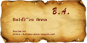 Balázs Anna névjegykártya