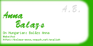 anna balazs business card